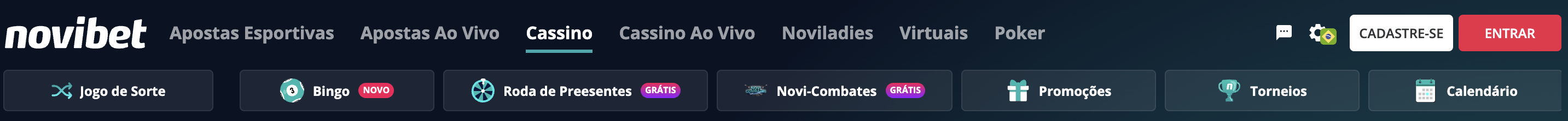 Avaliação do cassino Novibet